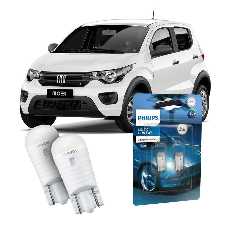 Par Lâmpada Led Farolete Fiat Mobi Philips Ultinon