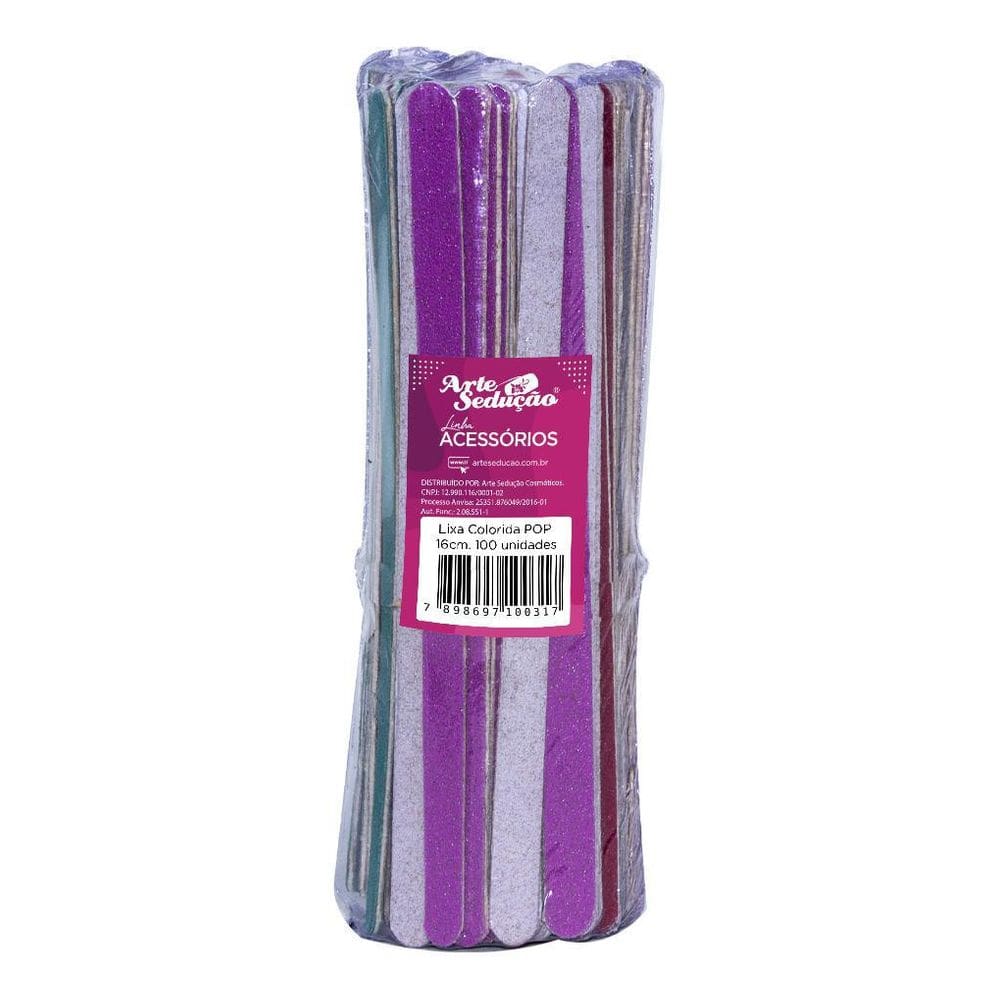 Lixa Color Pop 16 Cm, 100 Unidades, Arte Sedução
