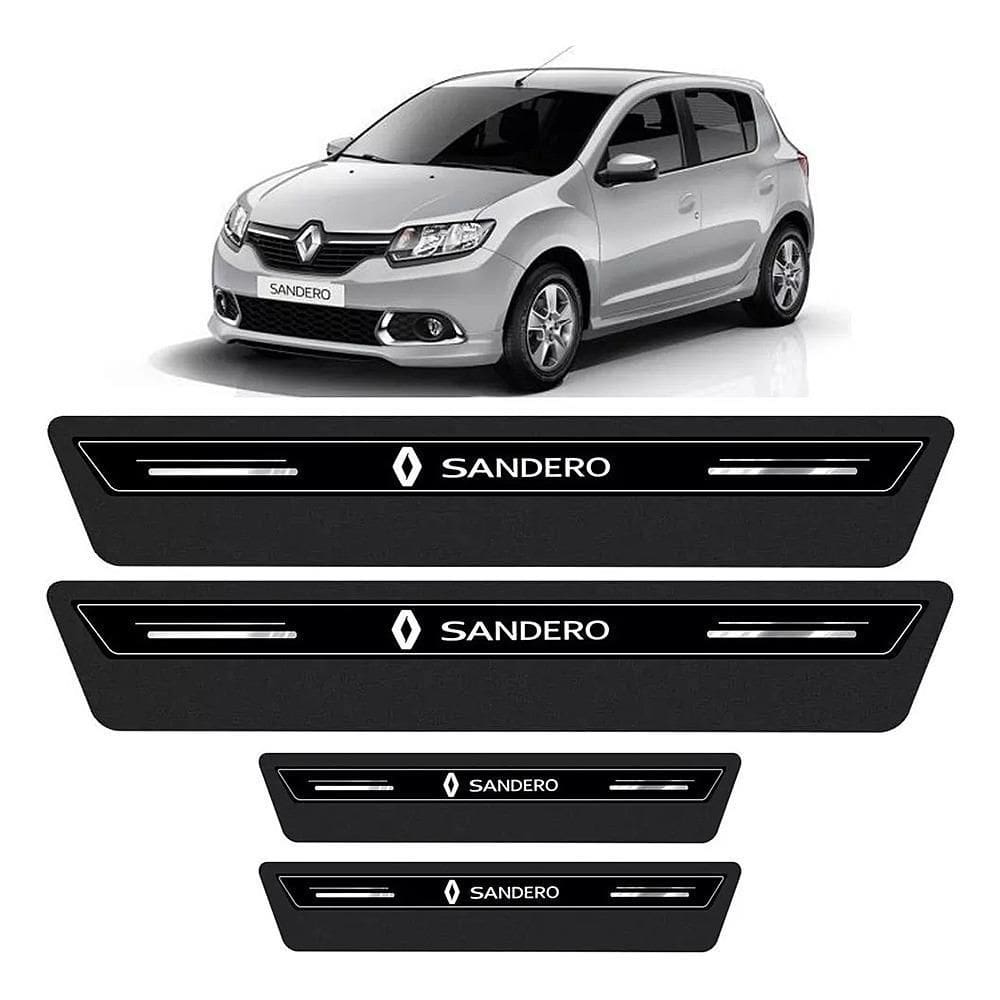 Soleira De Porta Sandero Preto Platinum 8 Peças