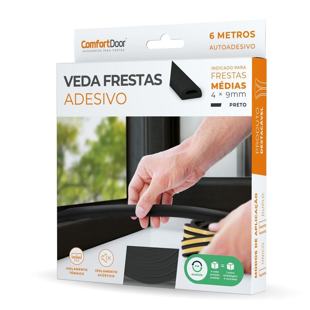 Veda Frestas Para Porta Em Adesivo 4Mm Comfortdoor - Preto