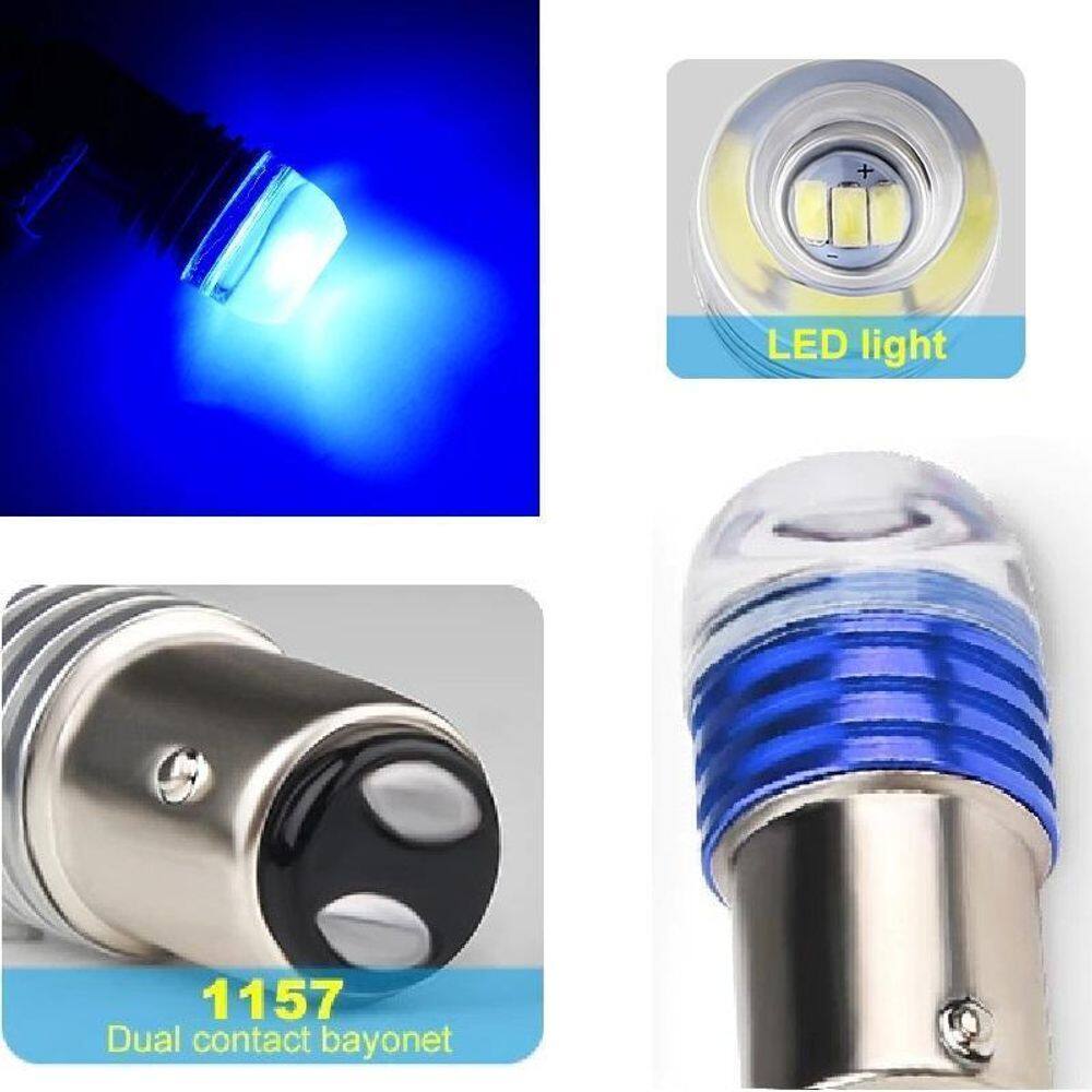 Par Lâmpada Led Pisca Strobo Lanterna Freio 2 Polos Azul