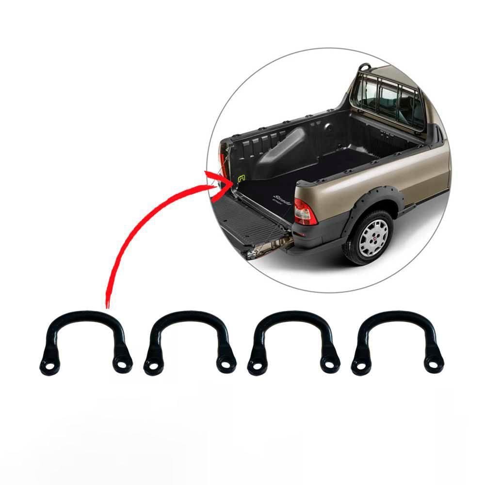 Kit Gancho Lateral Caçamba Strada 4 Peças sintético Fiat