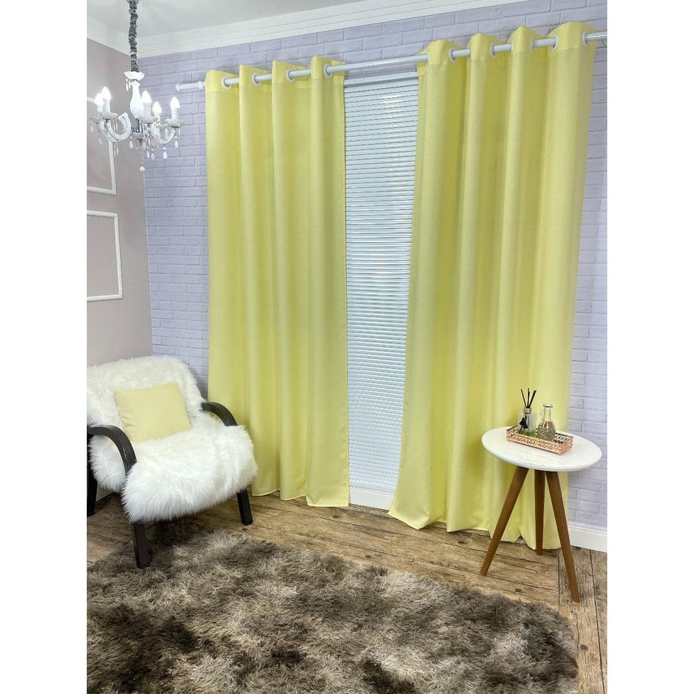 Cortina Tecido Oxford Amarelo-Bebê 300X230 Fabritex Enxovais
