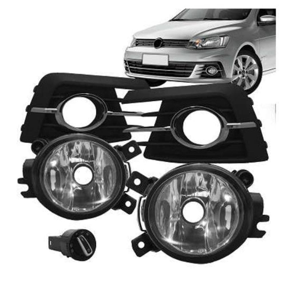 Kit Farol De Milha Vw Gol G7 Bt. Mod. sintético Com Mold. Cro