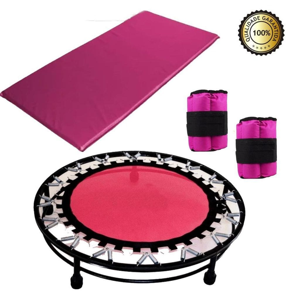 Kit Ginástica Rosa - Jump + Colchonete + Caneleira 2 Kg