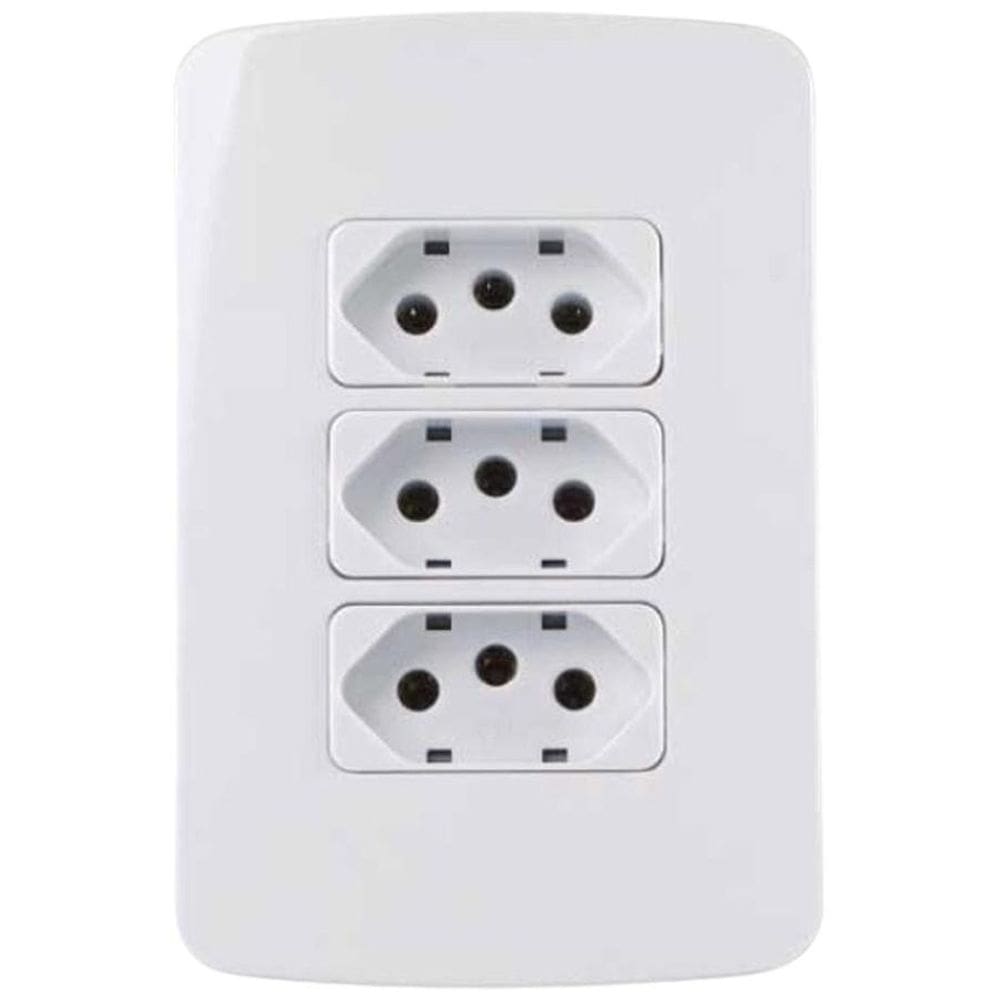 Tomada Tripla Placa 3 Módulos 20A 2P+T Margirius Linha B3