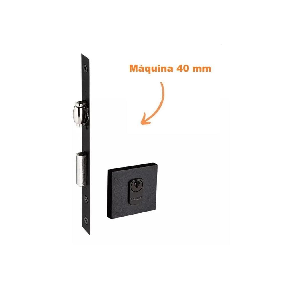 Fechadura Rolete Porta Pivotante Pado Preta Preto Máquina 40