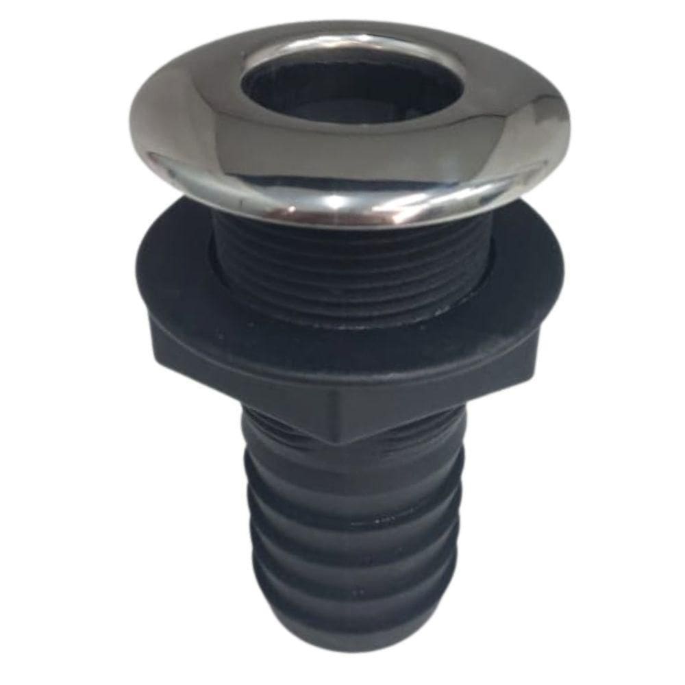 Saída Ou Entrada Em Pvc Preto Com Acabamento Inox 1.1/8