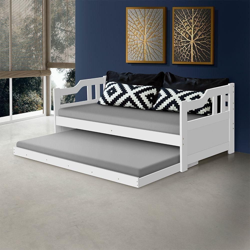 Sofá Cama Para Copa De Madeira Solteiro - Branca - Branco