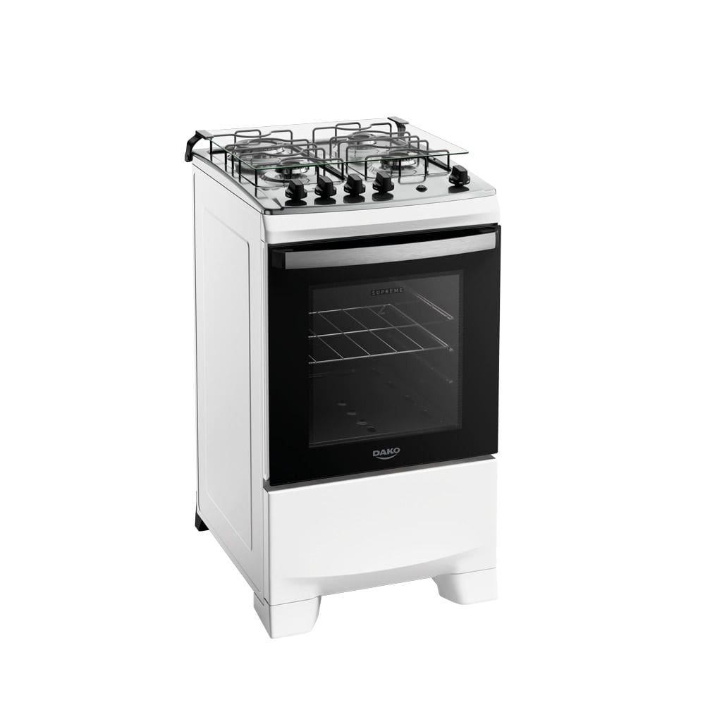 Fogão Dako Supreme Glass 4 Bocas a Gás Acendimento Automatico Branco Bivolt