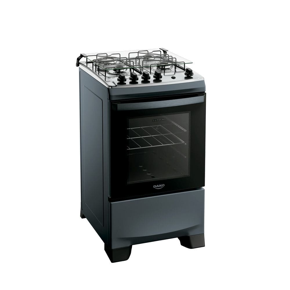 Fogão Dako Supreme Glass 4 Bocas a Gás Acendimento Automatico Titanium Bivolt