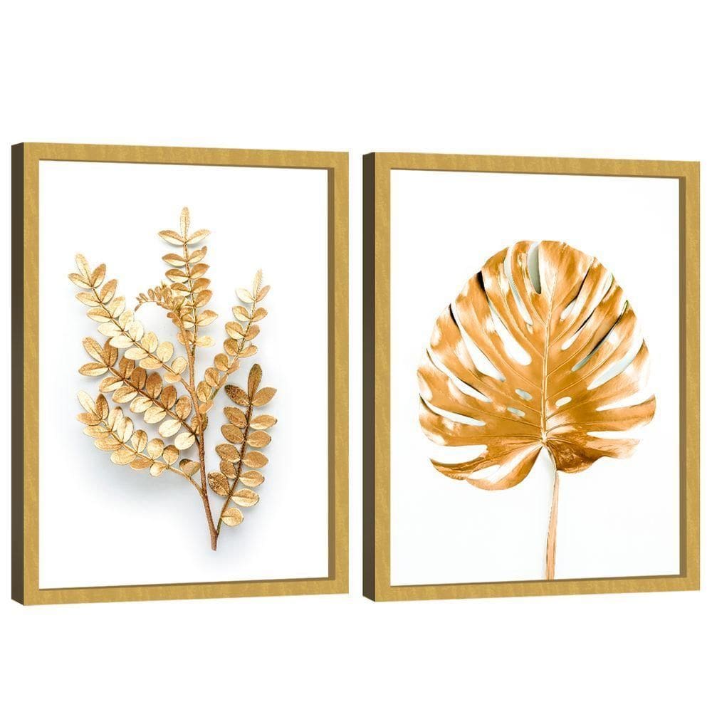 Quadro Decorativo Duo Folhagem Ouro