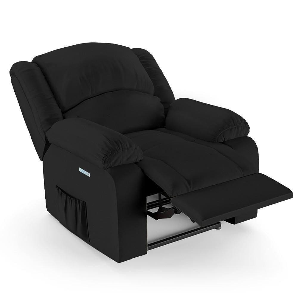 Poltrona Do Papai Reclinável Pietra Elétrica Led Fh9 Pu Preto - Mpozenato