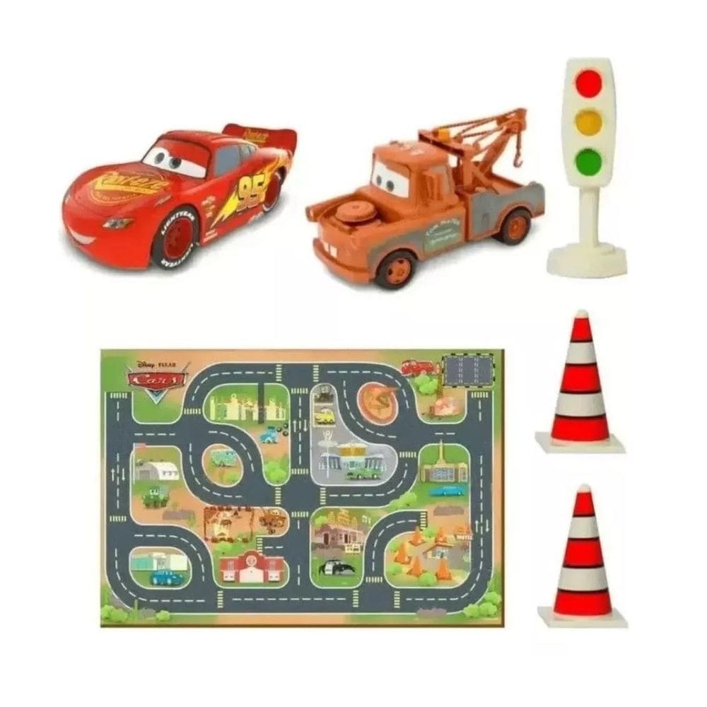 Tapete Infantil com Veículos e Acessórios Carros Disney