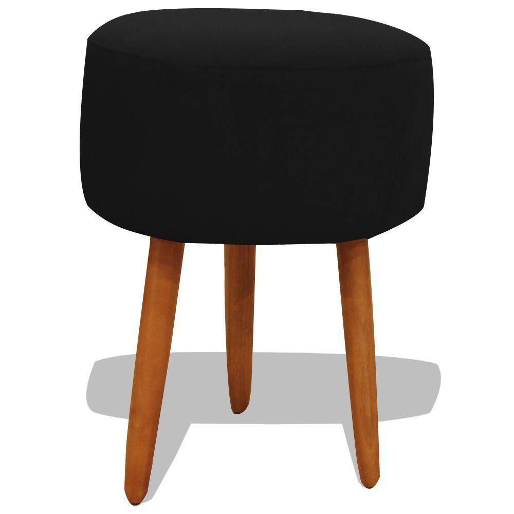 Puff Banqueta Decorativo Redondo Para Sala Pé Palito 50 Cm Altura Preto Do Lar Móveis