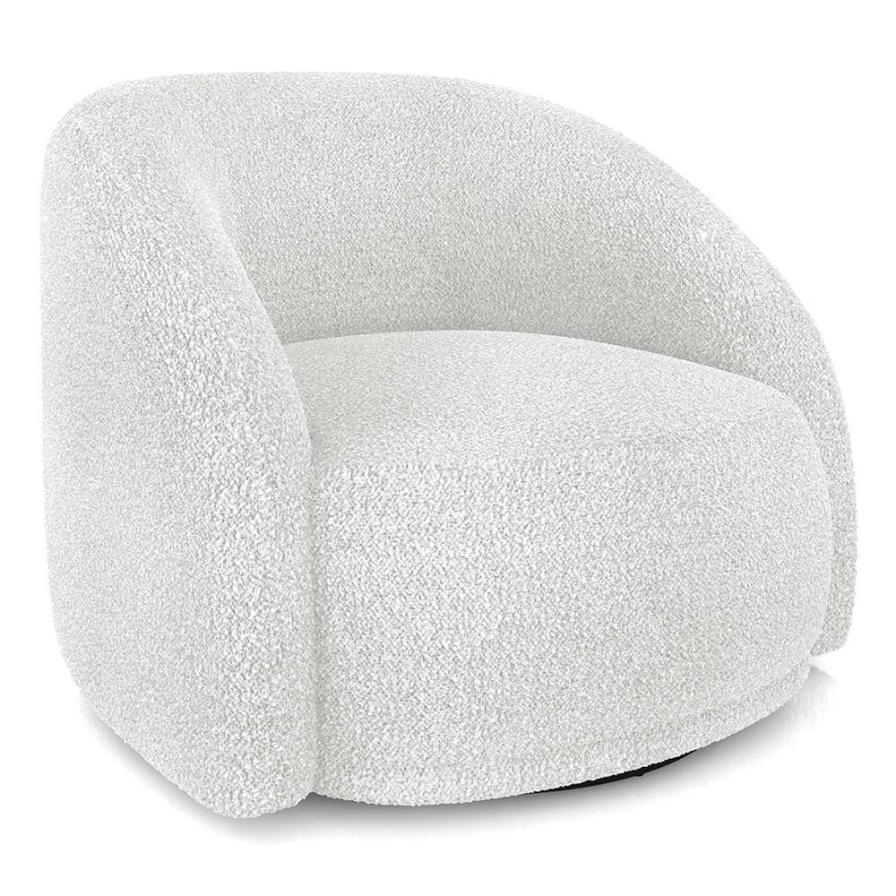 Poltrona Decorativa Orgânica Giratória Lya M22 Boucle Branco - Mpozenato
