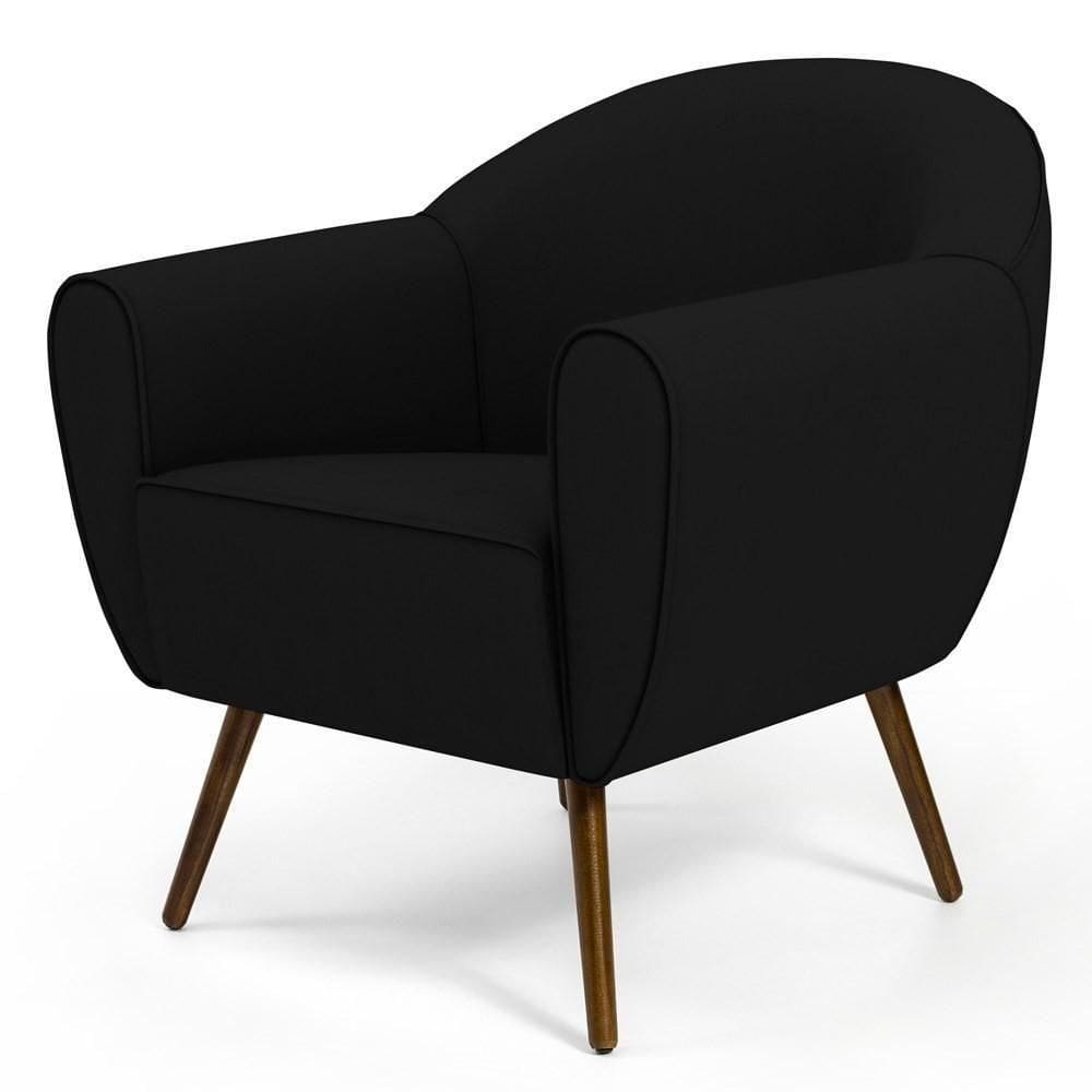 Poltrona Decorativa Nina Corano C-05 Com Pés Palito Castanho - Domi