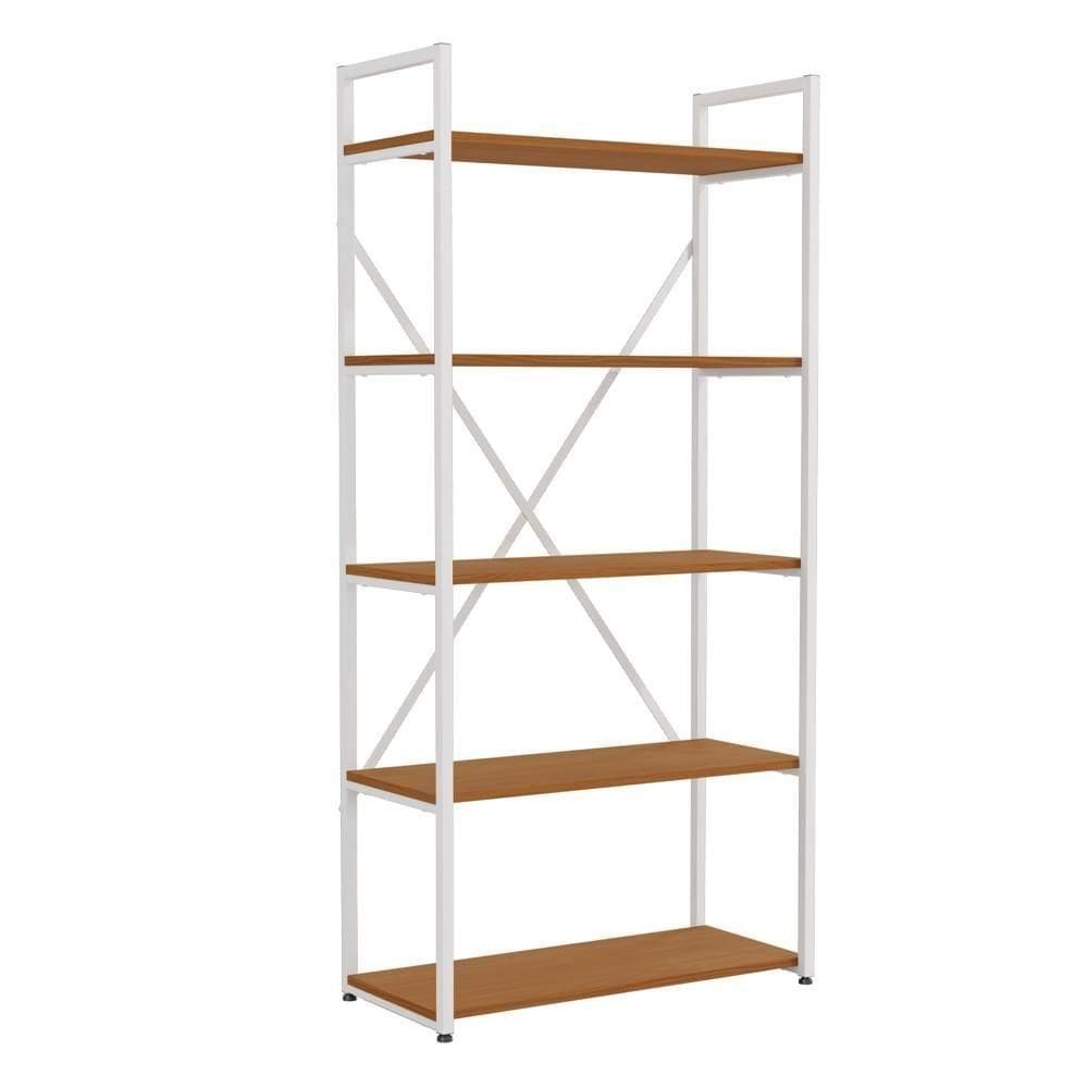 Estante Alta 5 Prateleiras 152x72 Cm Li006 Canela Branco