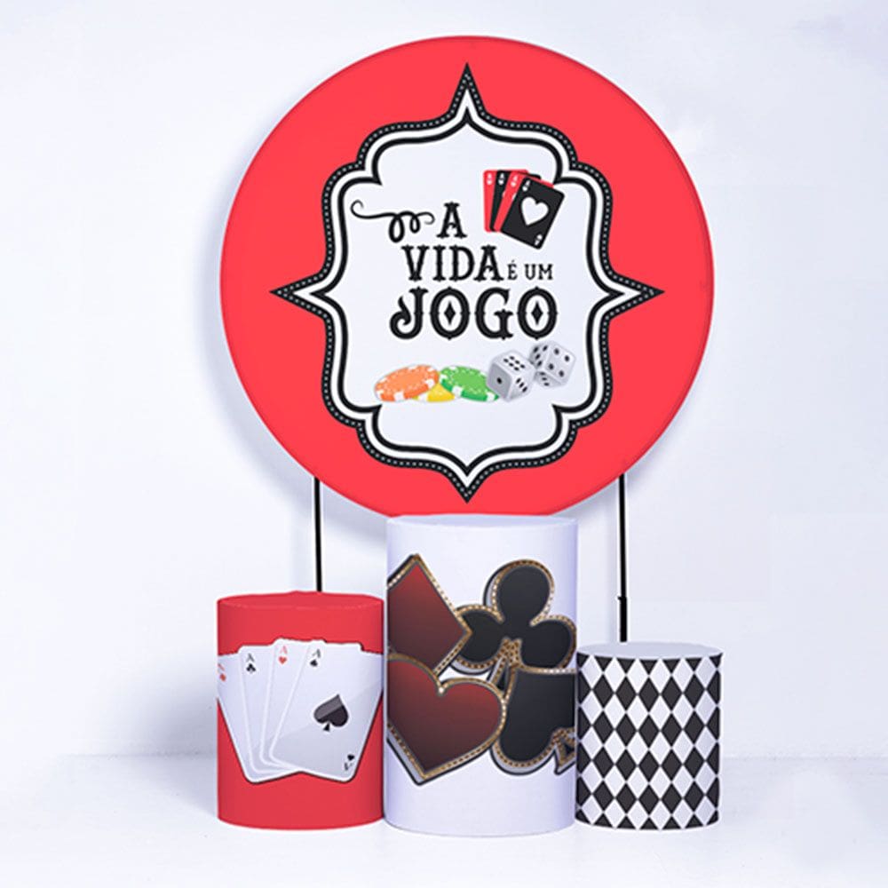 Kit Painel de Festa Redondo e Trio Capa Cilindro Boteco - Fera Print