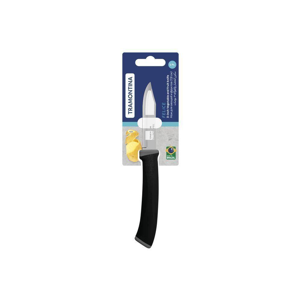 Faca Para Legumes E Frutas Tramontina Felice Com Lamina De Aco Inox E Cabo Em Polipropileno Preto 3 Polegada
