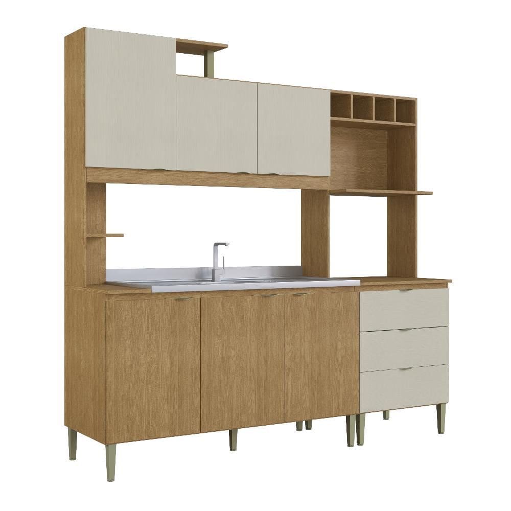 Cozinha Compacta Isa - MDP 6 Portas 3 Gavetas e 2 Nichos - Cadorin