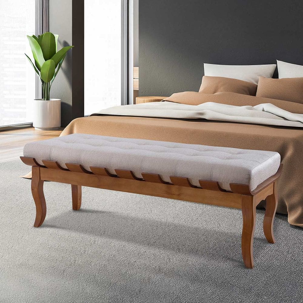 Recamier Isabela 160cm Madeira Maciça Imbuia Linho Bege M58 RMI