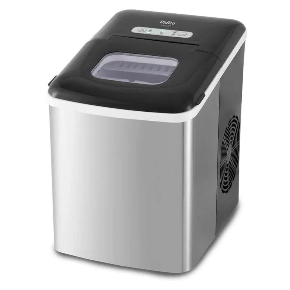Máquina de Gelo Philco PMG01PI 12kg com 2 Tamanhos de Gelo Preto/Inox 127V