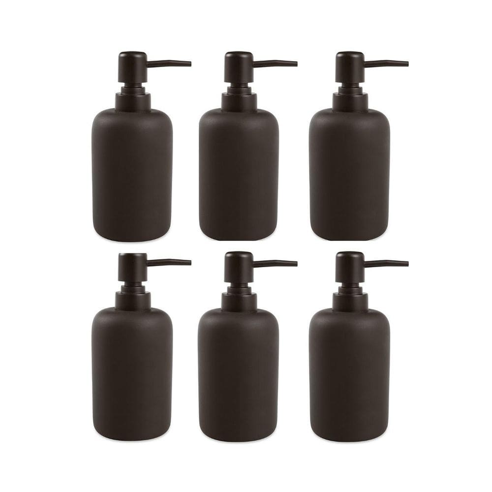 Kit 6 Porta-Sabonete Líquido Banheiro Lavabo Preto