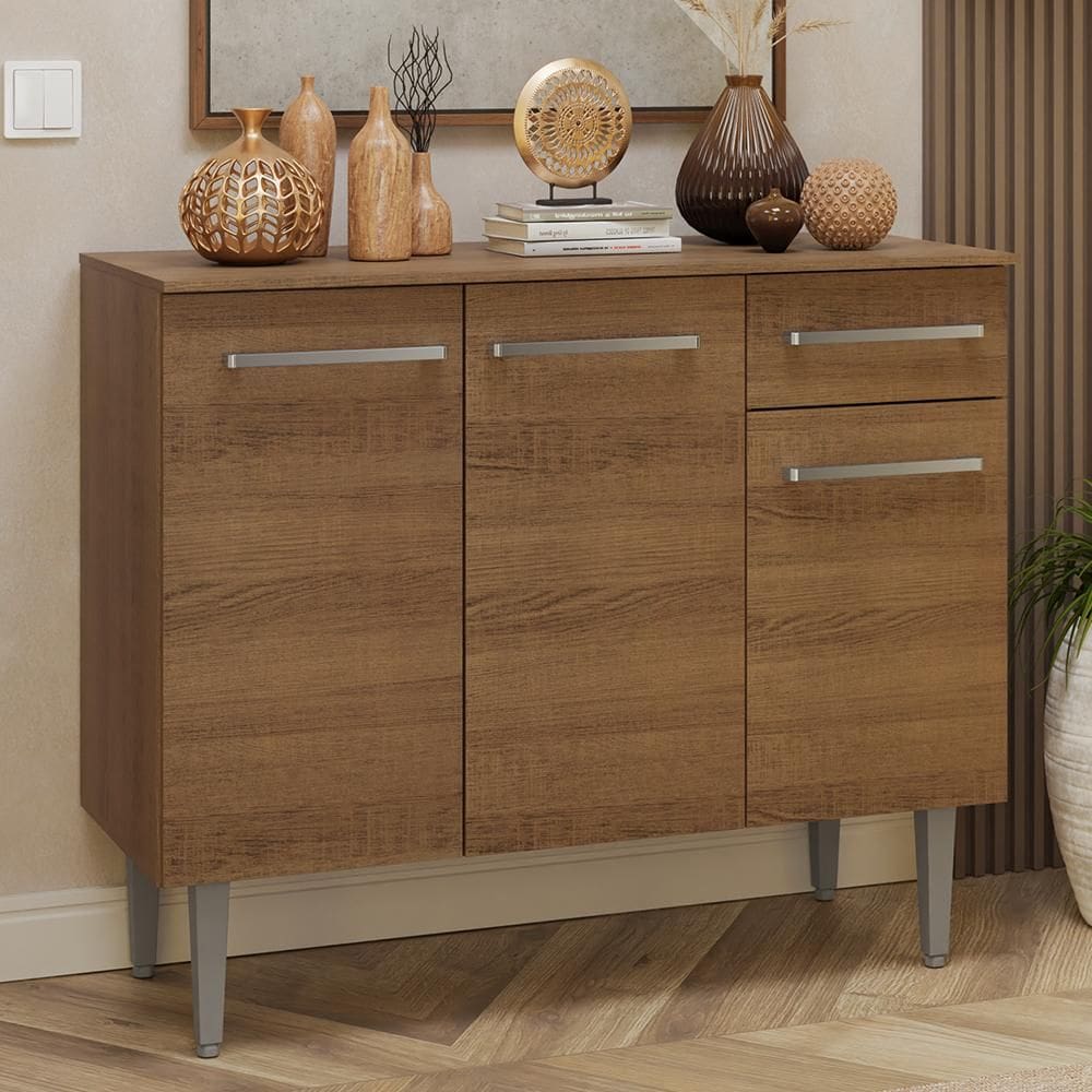 Buffet Aparador 105cm 3 Portas e 1 GavetaRustic Madesa