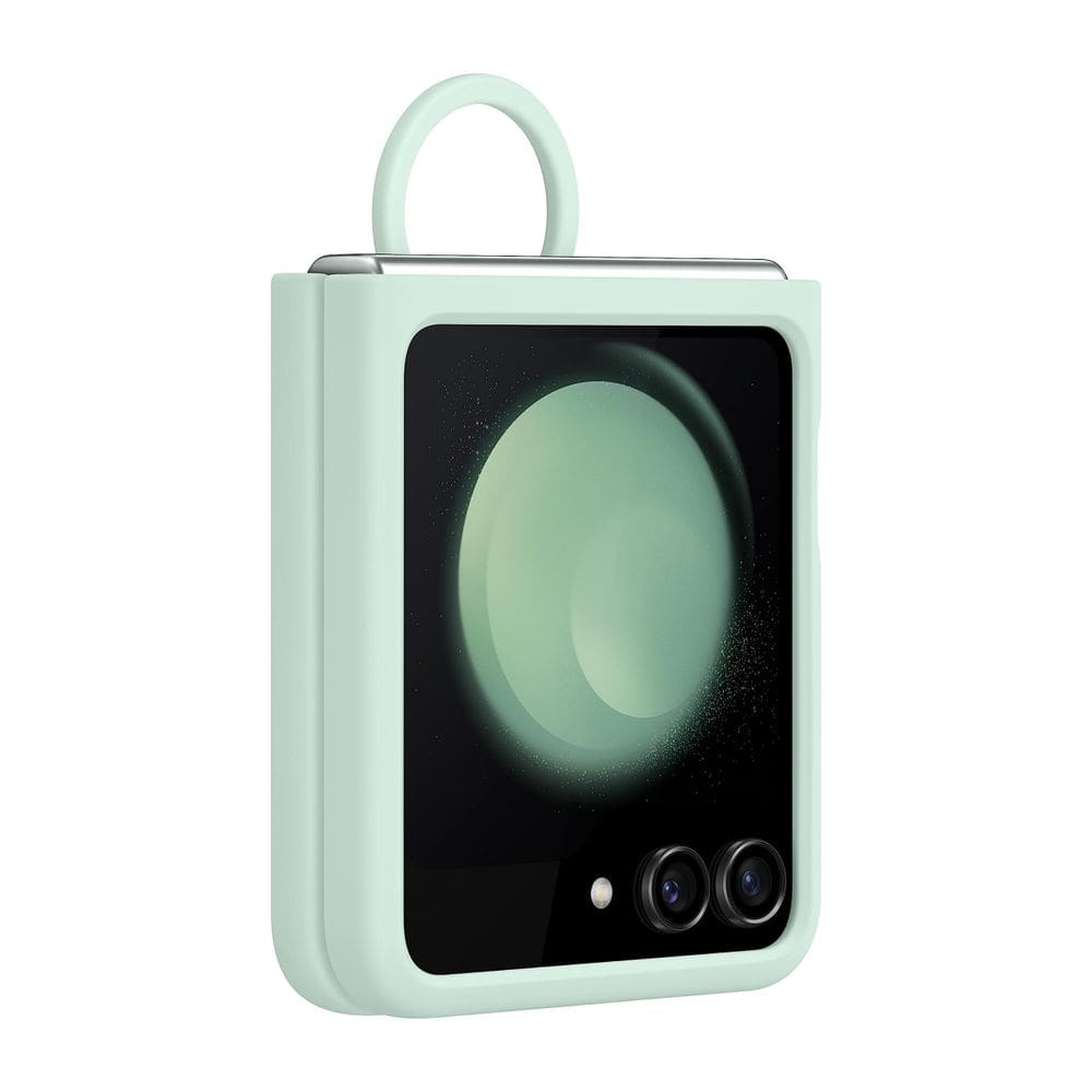 Capa de telefone Samsung Galaxy Z Flip5 de silicone com anel menta