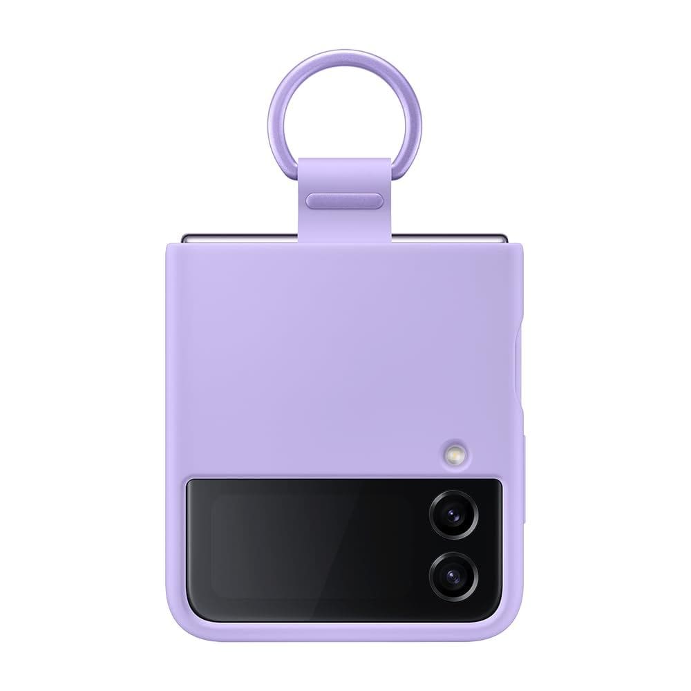 Capa de telefone Samsung Galaxy Z Flip4 de silicone com anel roxo