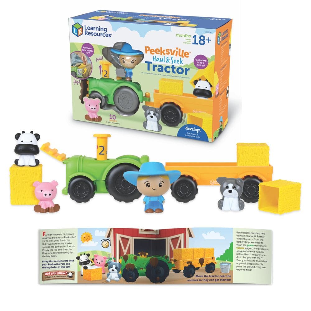 Recursos de aprendizagem de brinquedos Peeksville Haul & Seek Tractor