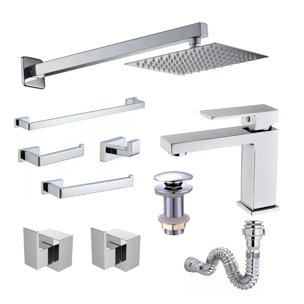Kit Cromado Acessórios Lavatório Banheiro Completo Premium