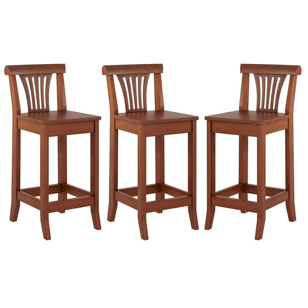 Kit 3 Banquetas Média Madeira Maciça Valentina 36x90Cm Cozinha Gourmet Verniz