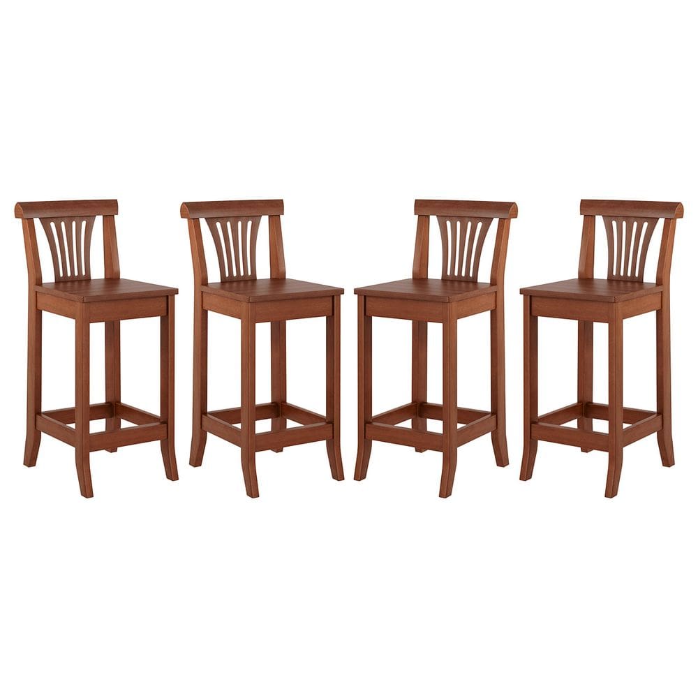 Kit 4 Banquetas Média Madeira Maciça Valentina 36x90Cm Cozinha Gourmet Verniz