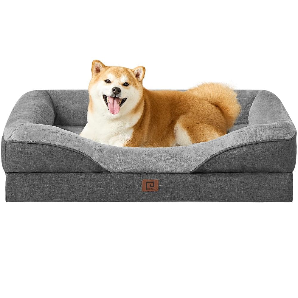 Sofá ortopédico de espuma viscoelástica EHEYCIGA para cães 36x27x18cm cinza