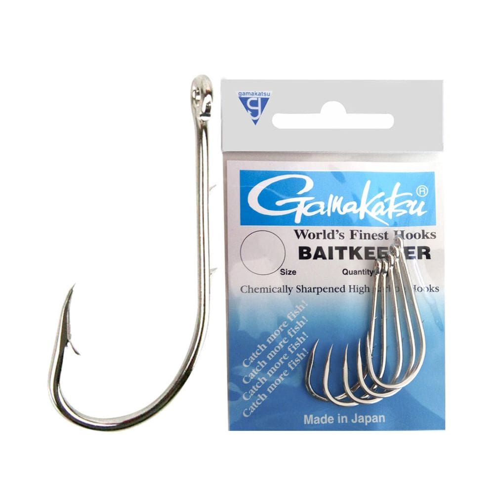 Anzol Gamakatsu Bait Keeper 6/0 Aço Carbono Black Nickel Kit 20UN 5 Cartelas