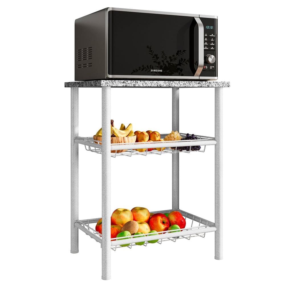 Fruteira c/ Tampo Granito 2 Cestos Aço Carbono Carol