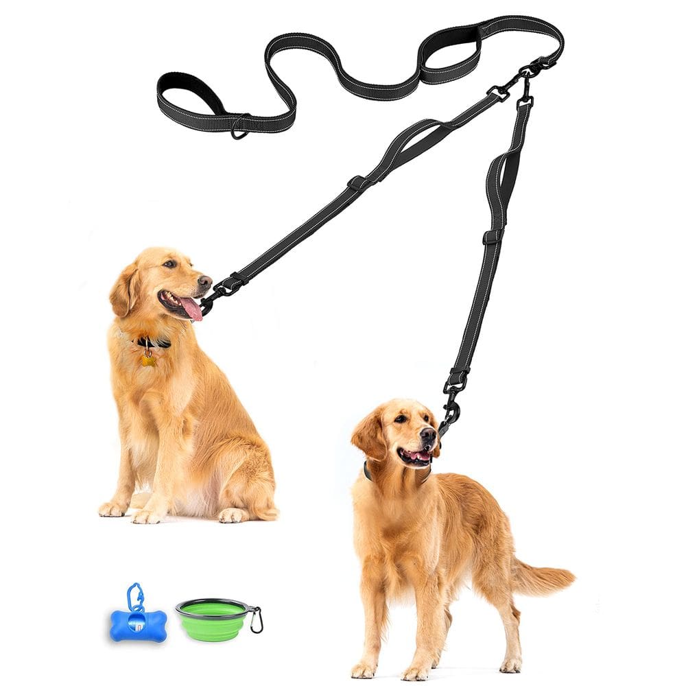 Coleira dupla para cães PetBonus, treinamento de caminhada reflexivo, preta
