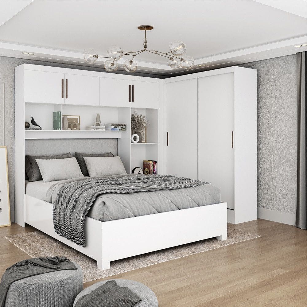 Quarto Modulado Casal 6 Portas com Cama Belém Carioca Móveis