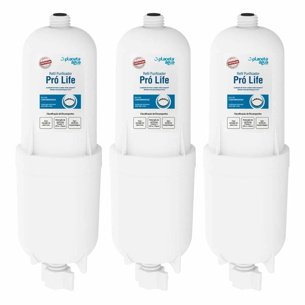 Kit com 3 Refil Filtro Planeta Água Pró Life para Purificador de Água Soft Everest - Compatível