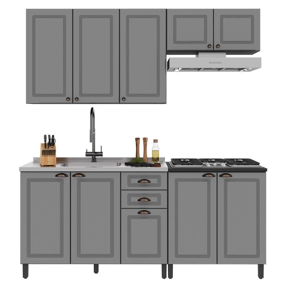 Cozinha Modulada Firenze 4 Peças com Aéreo de Geladeira - Indékes
