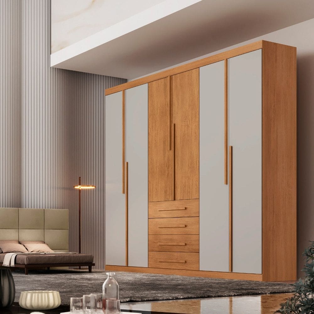 Guarda Roupa Casal 6 Portas 4 Gavetas em MDF Capri Rufato
