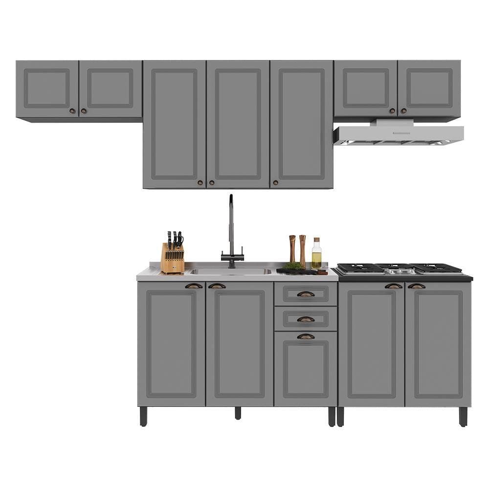 Cozinha Modulada Firenze 5 Peças com Balcão 80cm Cooktop - Indékes