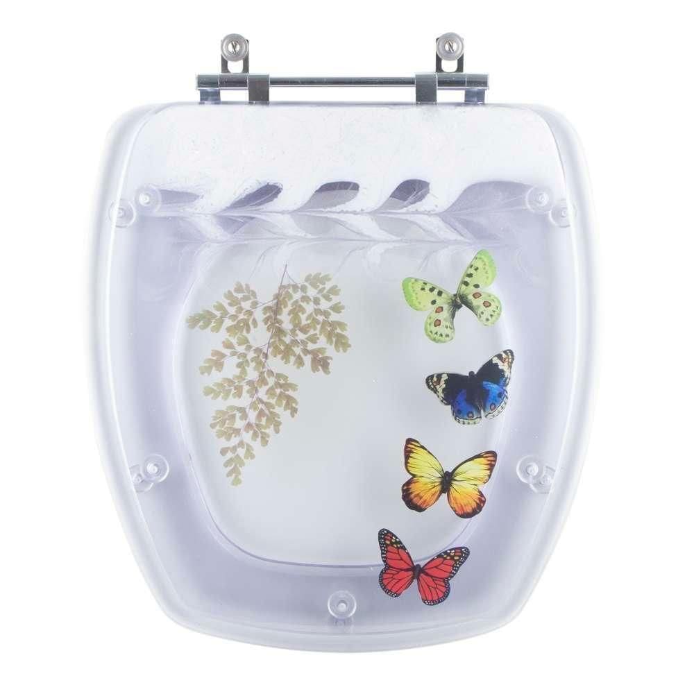 Tampa De Vaso Poliéster Decorada Borboleta Stylus Branco Para Louça Celite
