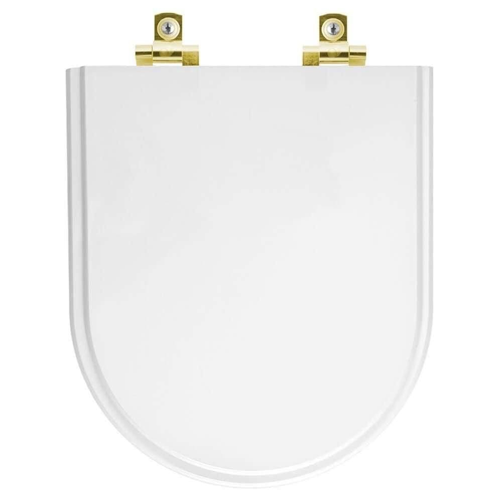 Assento Sanitário Com Amortecedor Smart Branco Para Vaso Celite Com Ferragem Dourada
