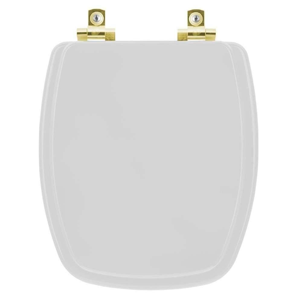 Assento Sanitário Soft Close Stylus Cinza Prata Para Vaso Celite Com Ferragem Dourada