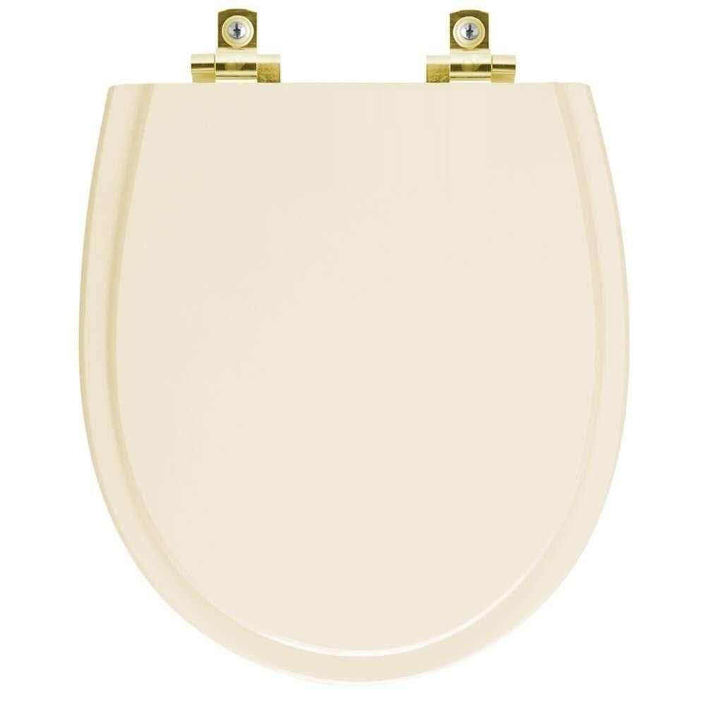 Assento Sanitário Soft Close Polo Marfim Para Vaso Hervy Com Ferragem Dourada
