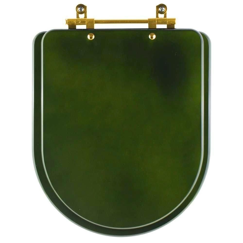 Assento Sanitário Carrara Verde Degrade Para Vaso Deca Com Ferragem Dourada