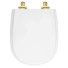 Assento Sanitário Soft Close Paris Branco Para Vaso Ideal Standard Com Ferragem Dourada